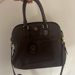 Maroon / Burgundy / Brown Tory Burch satchel with cross body strap